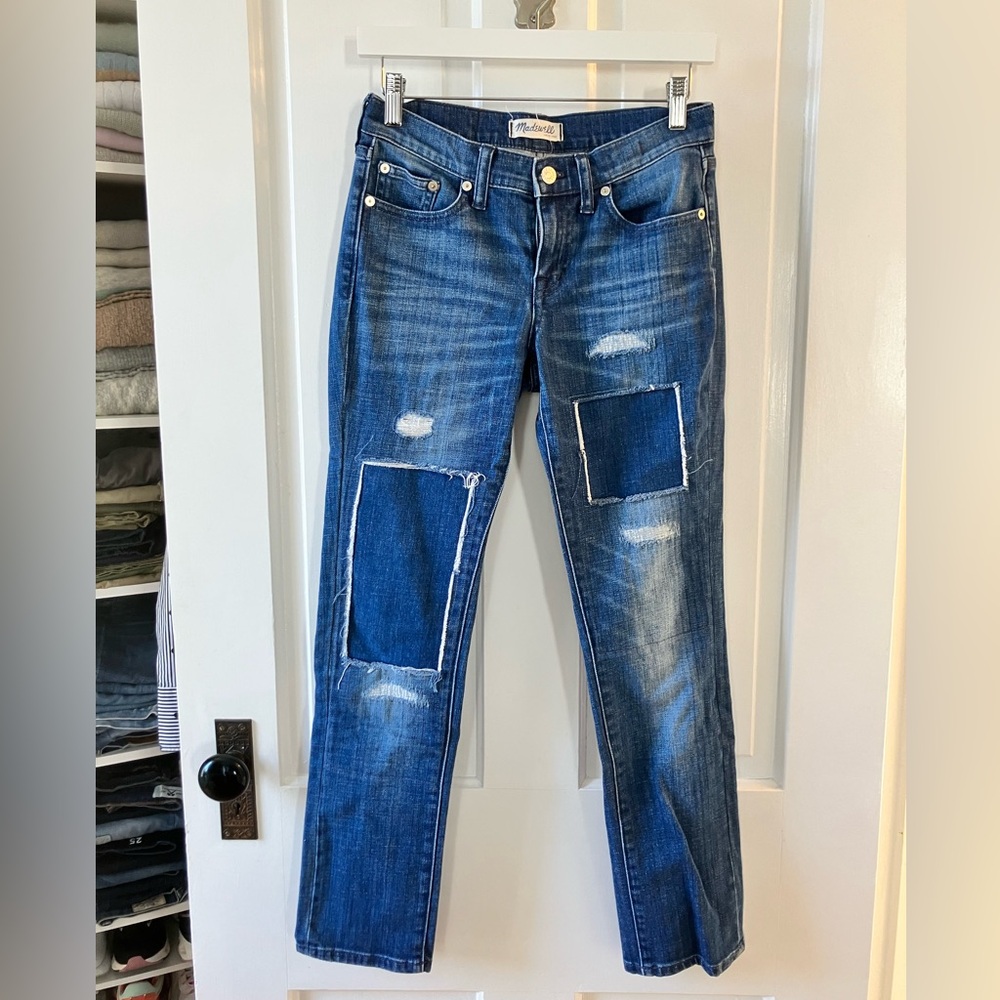 Madewell Women's Boyfriend Jeans in Distressed Dark Blue